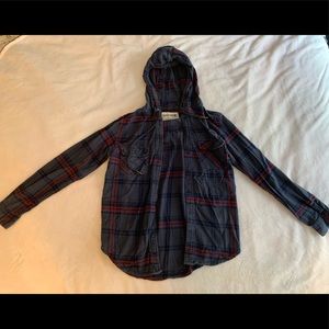 Garage flannel with a hood